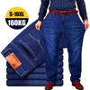 Mäns jeans män överdimensionerad svartblå lös stor storlek för avslappnade fettbyxor lastbyxor Pantalon Homme 8xl 10xl