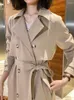 Trench da donna Slim Fit Autunno Inverno Cappotto freddo Tinta unita Dolcevita di fascia alta Giacca a vento casual giapponese e coreana