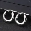 Hoop Earrings Gold And Silver Color Stainless Steel Smooth Ear Buckle Round Thick Hoops For Women Circle Accessories Jewelry Vale