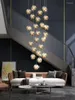 Avizeler Işıkları Postmodern Merdiven Led Villa Loft El Lobby Lüks Asma Sanat Oturma Odası Ev Dekor Cam Lamba