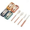 Dinnerware Sets 16PCS/Set Portable Tableware Set Wheat Straw Detachable Cutlery Kit Travel Picnic Camping Lunch