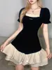 Vestidos de festa Sexy Vestido preto Gyaru Slim Fit Y2k Streetwear Cintura alta Curto Coreano Roupas de moda para mulheres 2023 verão