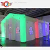 grossistaktiviteter 12x6 m vit uppblåsbar bröllopshus VIP -rum kommersiellt ledande glödande jättemarkantält med färgglada remsljus