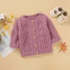 Jacken Säugling Neugeborenes Baby Mädchen solide handgefertigte Blase Ball 3D-Textur gestrickte Strickjacke Herbst Winter warme Outfits Pullover Jacken Mäntel R230805