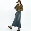 Jupes 2023 printemps automne femmes queue de poisson Denim jupe femmes mi cheville longueur longue taille haute a-ligne Jean femme