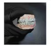 Grelhas dentais personalizadas feitas com gelo Prata Esterlina Jóias de ouro real Zigue-zague Cravejado Diamantes VVS Dentes 541