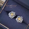 Classique Vintage Bijoux De Mode Boucles D'oreilles18k Or Véritable Naturel Jaune Et Diamant Naturel Boucles D'oreilles De Luxe Femmes