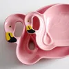 Tallrikar flamingo rätter rosa 3D keramisk platta torkad fruktskål dessert ben porslin servis uppsättning