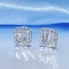 Sterling Silver Vermeil Moissanite Earrings Iced Out Vvs Diamonds S925 Baguette Cushion Stud Earring Hip Hop Luxury Icy Jewelry