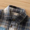 Jackets Toddler Kids Baby Boys Spring Autumn Casual Shirt Long Sleeve Lapel Button Plaid Contrast Color Shirt 1-5T R230805