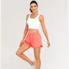 LU Damen-Yoga-Outfits, Shorts, gefüttert, Kordelzug, Laufshorts mit Reißverschlusstasche, Fitnessstudio, Damen, lässige Sportbekleidung für Mädchen, Übungs-Fitness-Shorts, Laufhose 0160