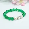 Strand 8mm Round Natural Chrysoprase Green Jade Chalcedony Hand String Freshwater Pearl Bracelet Agate Factory Elastic Jewelry