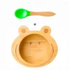 Bowls Baby Feeding Bowl And Spoon Set Bamboo With Spill Proof Stay Put Suction Ring
