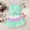 Kleidung Sets 3-7Y Kinder Mädchen Sommer Kleidung Set Baby Strap Sling Tops Bunte Falten Röcke Kinder Mode Outfits 2023 R230805