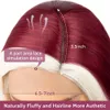 Burgundowe luźne falujące peruki syntetyczne podświetlanie Czerwone Ombre peruki dla czarnych kobiet falowate perukę boczne część odporna na ciepło do włosów cosplay