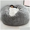 Stuhlhussen Ers D72X35In Nt Fur Bean Bag Er Big Round Soft Fluffy Faux Beag Lazy Sofa Bed Wohnzimmermöbel Drop Delivery Home DHLPR