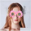 Autres Fournitures De Fête D'événement Creative Sunflower Lunettes Cosplay Lunettes Drôle Pour Hawaii Dancing Festival Décoration Produits Filles Dhe7B