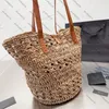 Halm handväska kvinnor designer panier liten raffia halmväv axelväska shoppingväska tote