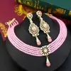 Wedding Jewelry Sets Sunspicems Gold Color Morocco Bead Choker Necklace Earring Bride For Women Arabic Hand Drop Set 230804