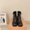 Marka Botları Maksimum Versiyon 2023 Kemer Tokası Kalın Topuk Kahverengi Martin Boots Kadınların Vintage Botları Batı Botları Şövalye Moda Botları