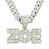 Hip Hop Hommes Rappeur diamant pendentif collier en or brillant ZOE lettres pendentif micro-insert bijoux en zircon accessoire de boîte de nuit Chandail Clavicule chaîne cubaine 1630