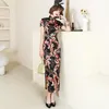 Etniska klädkvinnor Long Cheongsam Slim Slik X-Shape Vintage Dress Chinese Traditionella kostymer Summerklänningar 4xl Ladies Party Clothes