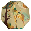 Parapluies Girafe 3 Plis Parapluie Automatique Style D'art Moderne Vibrant Noir Manteau Résistant Au Vent Léger Pour Hommes Femmes