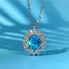 Collane con ciondolo CAOSHI Squisita collana di cristallo blu moda femminile per cerimonia di fidanzamento Accessori eleganti e brillanti Donna