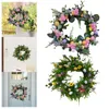 Decorative Flowers Artificial Easter Wreath Props With Colorful Egg Wreaths For Indoor Outdoor Outside