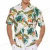 Camisas Casuais Masculinas Tropic Leaf Print Moda Homens Camisa Havaiana Vocação Praia Blusa Aloha Lapela Cuba Blusas Vestuário