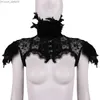 Traje do tema Vintage Punk Gótico Feather Neck Shoulder Feminino Lace Polero Jacket Shrugged Bird Witch Role Playing Packaging Party Halloween Reveal Comes Z230805