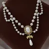 Choker Vintage Baroque Pearl Peads Naszyjnik dla kobiet delikatny moda estetyczna romantyczna modna modna urok urwiska