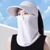 Geniş Memlu Şapkalar Açık Hava Spor Vizörleri Şapka UV Koruma Boyun Ağız Kapağı Yaz Nefes Alabilir İpek Unisex Çıkarılabilir Maske Güneş Kepi