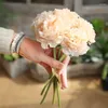 Fleurs décoratives hortensia soie têtes paquet de 5 complet artificiel avec tiges mariage maison fête boutique bébé douche décor