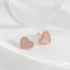 Boucles d'oreilles à tige Designer Boucles d'oreilles en cristal pour femmes en or 18 carats pleines de diamants Coeur S925 Boucles d'oreilles en forme de coeur en argent sterling Bijoux de luxe