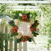 Dekorativa blommor sommaren Hortensia Wreath Artificial Home Decor Vibrant Orange White Floral för ytterdörren