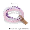 Strand 8mm Juego de pulseras de piedra natural 3 Unids / set Rhodonite Rose Pink Quartzs Moonstone Amethysts Pulseras de hematita para Mujeres Hombres Joyería