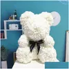 Coroas de flores decorativas Pe Plástico Rosa Artificial Urso Mticolor Espuma Flor Teddy Dia dos Namorados Presente Festa de Aniversário Primavera Deco Dhzhs