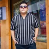Męskie koszule T-koszulki Ojca czarny pasiasty tłuszcz w rozmiarze jedwabny o wielkości chłodny krótki rękaw T-shirt Szybki wysuszony Extra Duże Polo Szyja Korea
