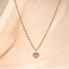 Pendant Necklaces Garnet Heart Zircon Necklace For Women Commuter Jewelry Stainless Steel Chain Gold Color Choke Trend Fashion