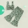 Ensembles de vêtements enfants filles vêtements d'été ensemble bébé trèfle à quatre feuilles imprimer gilet taille élastique Flare enfants tenues décontractées R230805