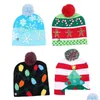 Decorazioni natalizie Led Light Up Hat Warm Bright Colorf Berretto lavorato a maglia di Natale con canna da albero Fiocco di neve String Lights Decor Gifts Drop Del Dhqyo