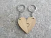 Nyckelringar tomt trähjärta Keychain Par Love Puzzle Wood Key Ring hängsmycken för graverade