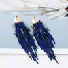 Dangle Earrings Blue Crystal Long Metal Tassel Drop Luxury Vintage Rhinestone Jewelry Accessories For Women 2023 Trend