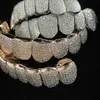 Made Dental Grills Custom Iced Out Sterling Silver Real Gold Jewelry Zigzag Setting VVS Diamonds Teeth