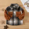 Jackets Toddler Kids Baby Boys Spring Autumn Casual Shirt Long Sleeve Lapel Button Plaid Contrast Color Shirt 1-5T R230805