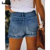 Kvinnors jeans Ladiguard 2023 Sexigt mode rippade denim shorts kvinnor sommar avslappnad kort bantning botten damer vintage strimlade byxor