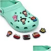 Cartoon-Zubehör Moq 50 Stück Filme Charakter Clog Charms 2D Weich-PVC-Schuhteile Mode Schnallen Dekorationen Fit Männer Sandalen Kinder BH Dh1Do