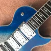 Raro Ace Frehley Big Sparkle Metallic Blue Burst Silver Chitarra elettrica Specchio Truss Rod, 3 Pickup con copertura cromata, Accordatori Grover,