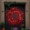 Dekorativa blommor främre dörr Garland Deadwood Wreath med LED -lampor Halloween ögonglob för festliga festdekorationer